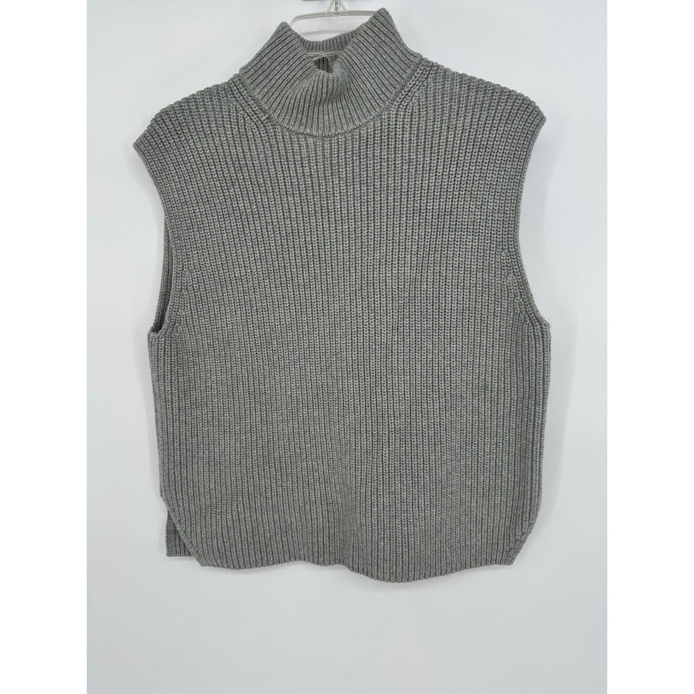 Abercrombie Fitch Womens Gray Knit Turtleneck Sleeveless Vest Sweater Size S